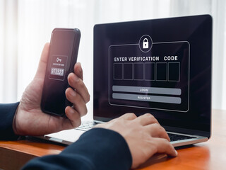 Image showing a user using 2Factor Authentication on their phone to login into a site. 