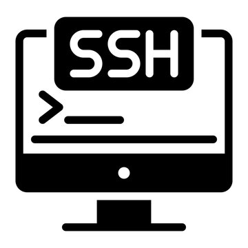 A black outline of a computer with the words "SSH" near the top of the screen.