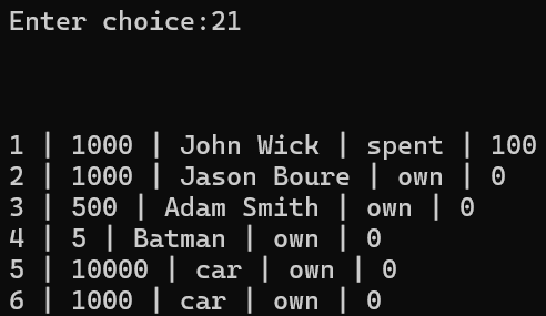 displaying the cash rows