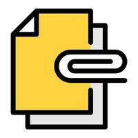 Yellow document with paperclip attachment icon representing file or document attachment.