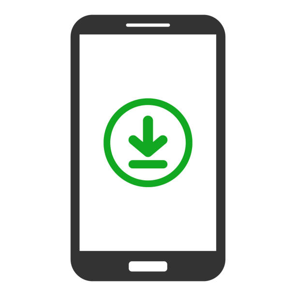 Smartphone screen with green download icon symbolizing file download on mobile device.